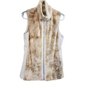MARC NEW YORK ANDREW MARC Faux Fur Mixed Media Zip Front Vest Pockets SZ Small